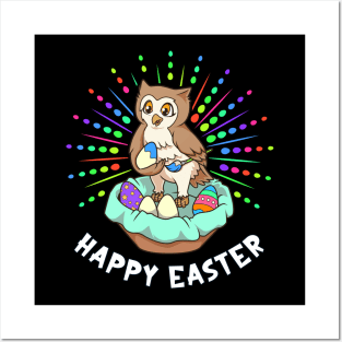 Owl painting Easter eggs - Happy Easter Posters and Art